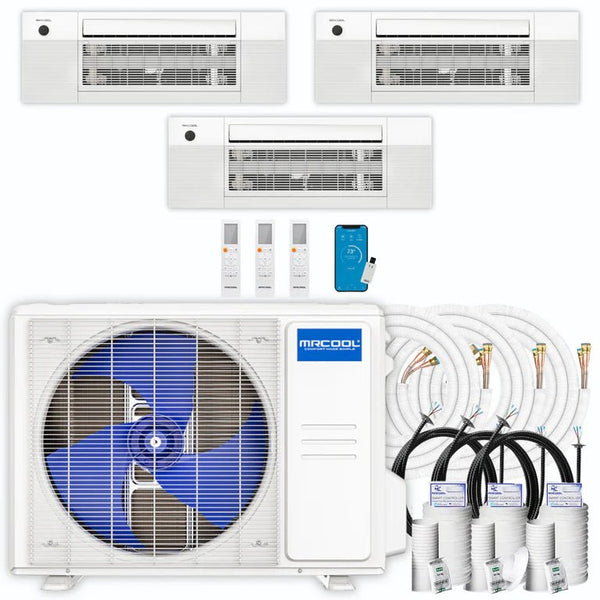 MRCOOL DIY 4th Gen 3-Zone 27,000 BTU 22 SEER (9K + 12K + 12K) Ductless Mini Split AC and Heat Pump with Ceiling Cassettes