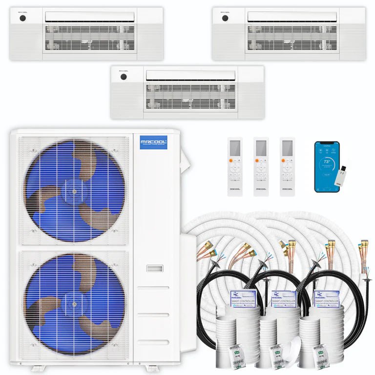 MRCOOL DIY 4th Gen 3-Zone 48,000 BTU 22 SEER (12K + 12K + 18K) Ductless Mini Split AC and Heat Pump with Ceiling Cassettes