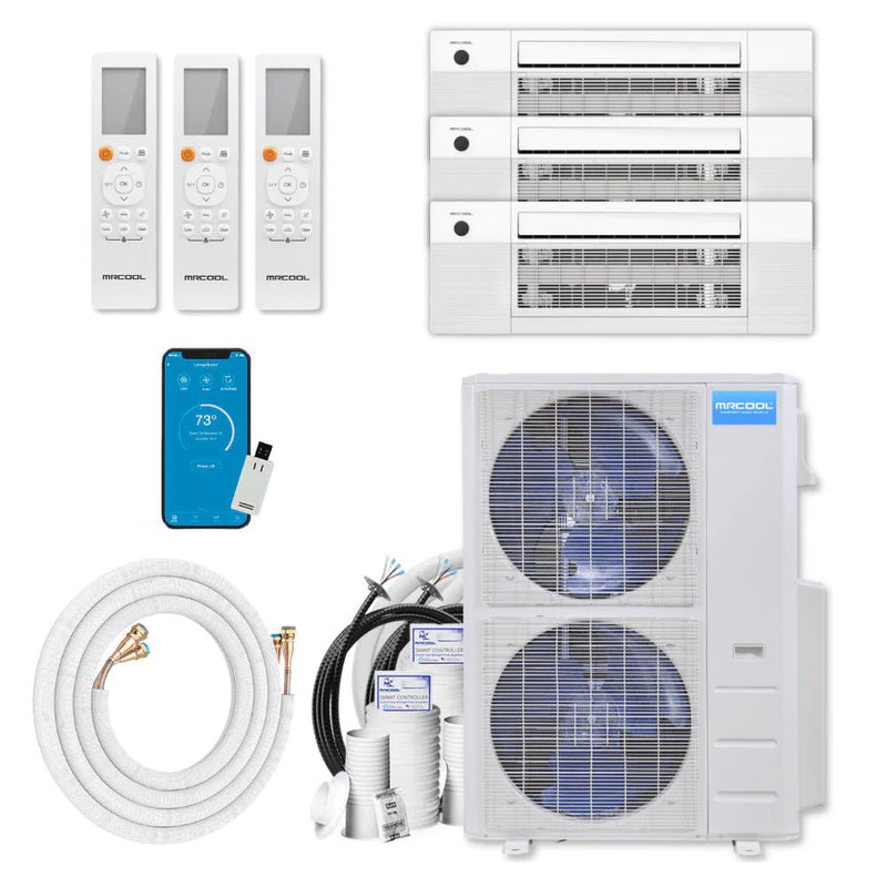 MRCOOL DIY 4th Gen 3-Zone 48,000 BTU 22 SEER (12K + 12K + 18K) Ductless Mini Split AC and Heat Pump with Ceiling Cassettes - 230V