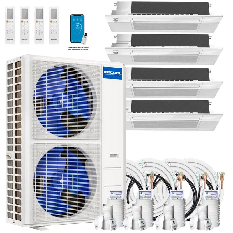 MRCOOL DIY 4th Gen 4-Zone 48,000 BTU 21 SEER (12K + 12K + 12K + 12K) Ductless Mini Split AC and Heat Pump with Ceiling Cassettes - 230V