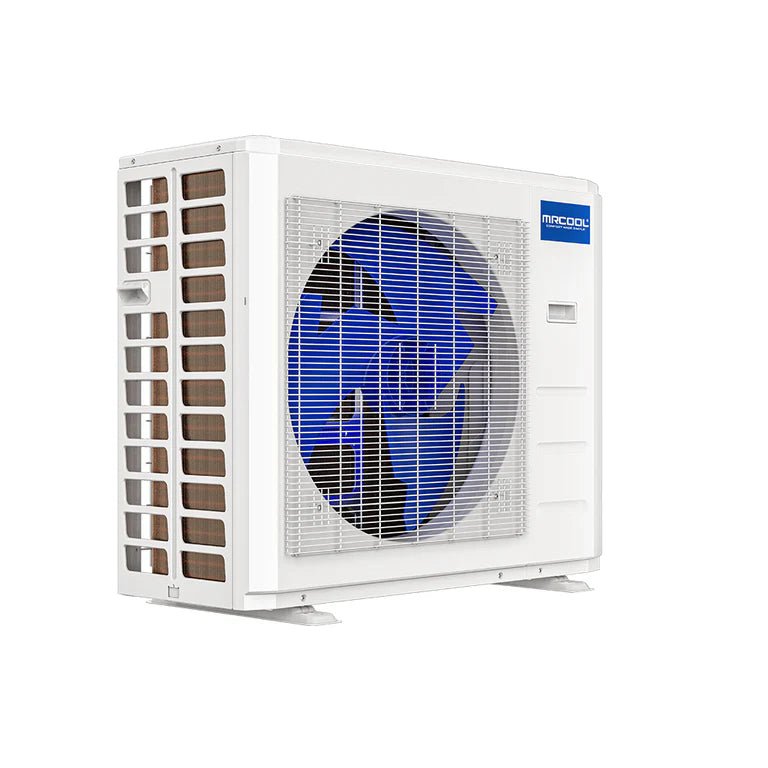 Front angle of Condenser for MRCOOL DIY 5th Gen 2-Zone 18,000 BTU 23.9 SEER2 (9K + 9K) Ductless Mini Split AC and Heat Pump with Ceiling Cassettes