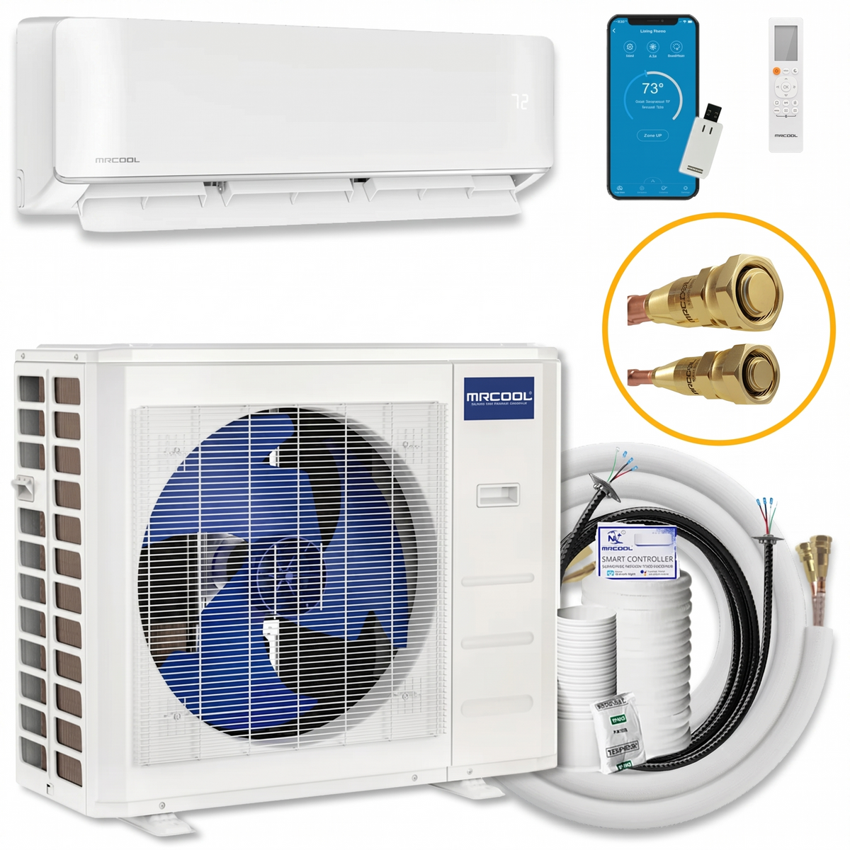 MRCOOL DIY 5th Gen mini split system with air handler, condenser, line set and remote