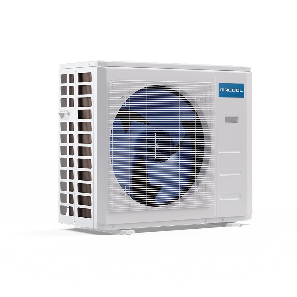 MRCOOL DIY 4th Gen Multi-Zone 2-Zone 27,000 BTU 22 SEER (12K + 12K) Ductless Mini-Split Air Conditioner and Heat Pump Condenser Angle View
