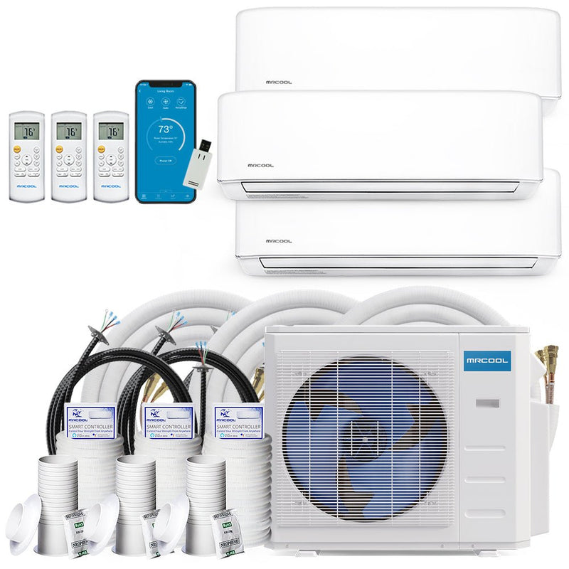 MRCOOL DIY 4th Gen Multi-Zone 3-Zone 27,000 BTU 22 SEER (9K + 9K + 12K) Ductless Mini-Split Air Conditioner and Heat Pump - 230V