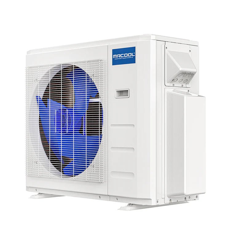 Side of Condenser for the Condenser for MRCOOL DIY 5th Gen Multi-Zone 3-Zone 36,000 BTU 22 SEER (12K + 12K + 12K) Ductless Mini-Split Air Conditioner and Heat Pump System