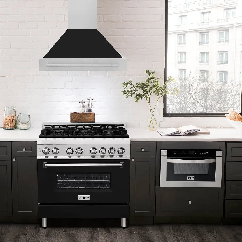 ZLINE 36-inch range hood in black matte 8654STX-BLM-36, view 2