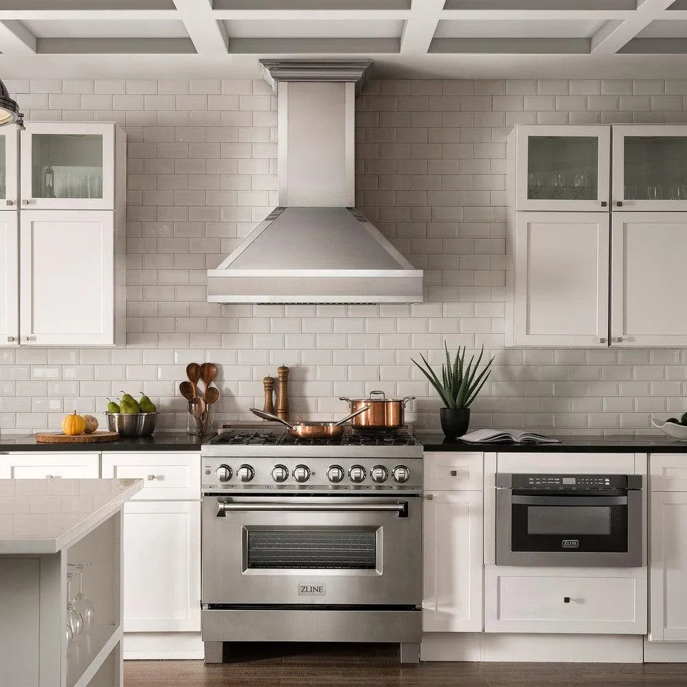 ZLINE Designer 30-inch range hood in satin stainless steel and mirror accents 655MR-30, view 2