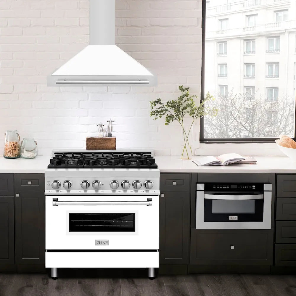 ZLINE 36-inch range hood in white matte KB4STX-WM-36, view 2