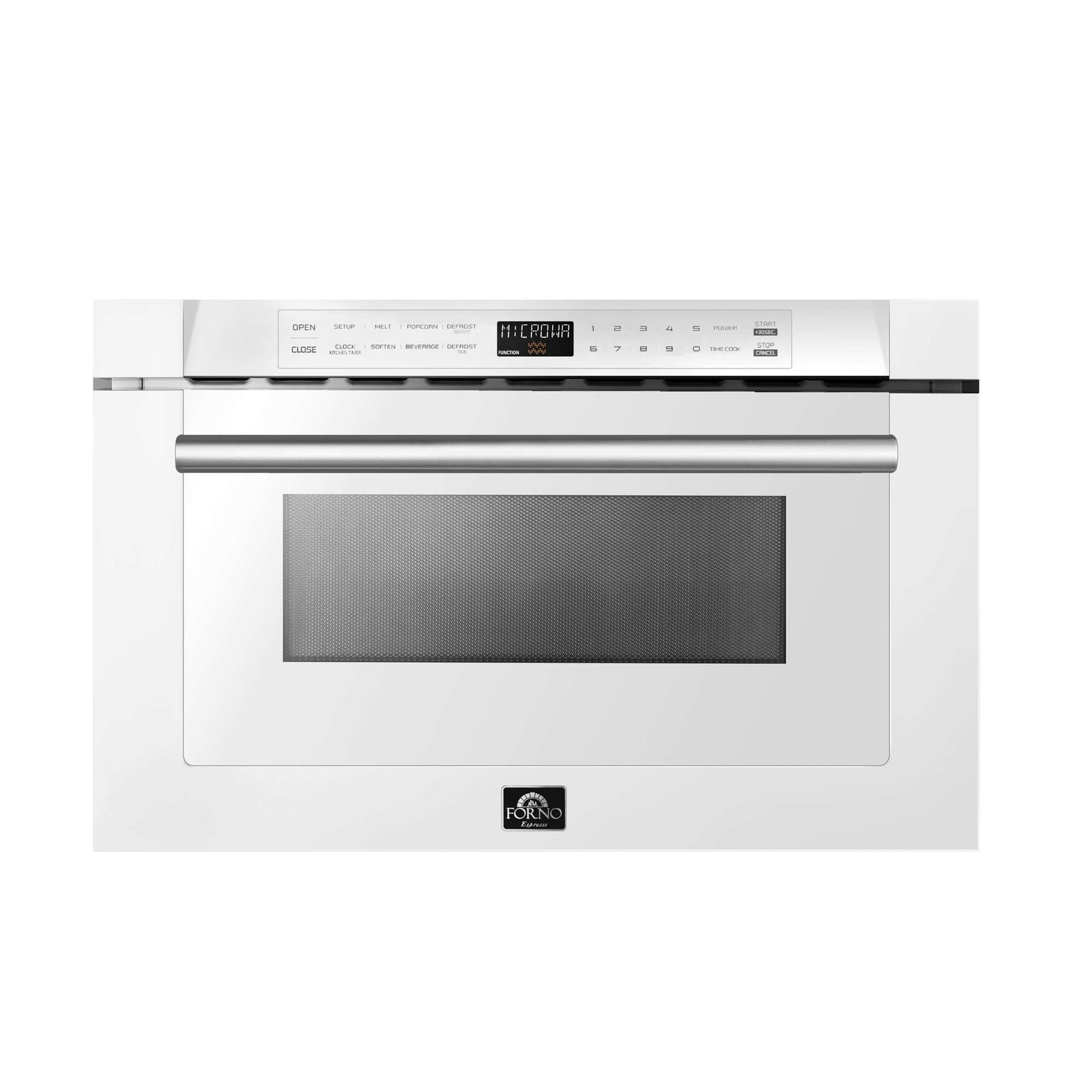 Forno Capoliveri Espresso 24-Inch Microwave Drawer, White, 1.2 cu.ft, 900 Watts, Built-In, Touch Control LCD Display, Auto-Touch Open/Close, 11 Power Levels, Sensor Cooking - FMWDR3000-24WHT