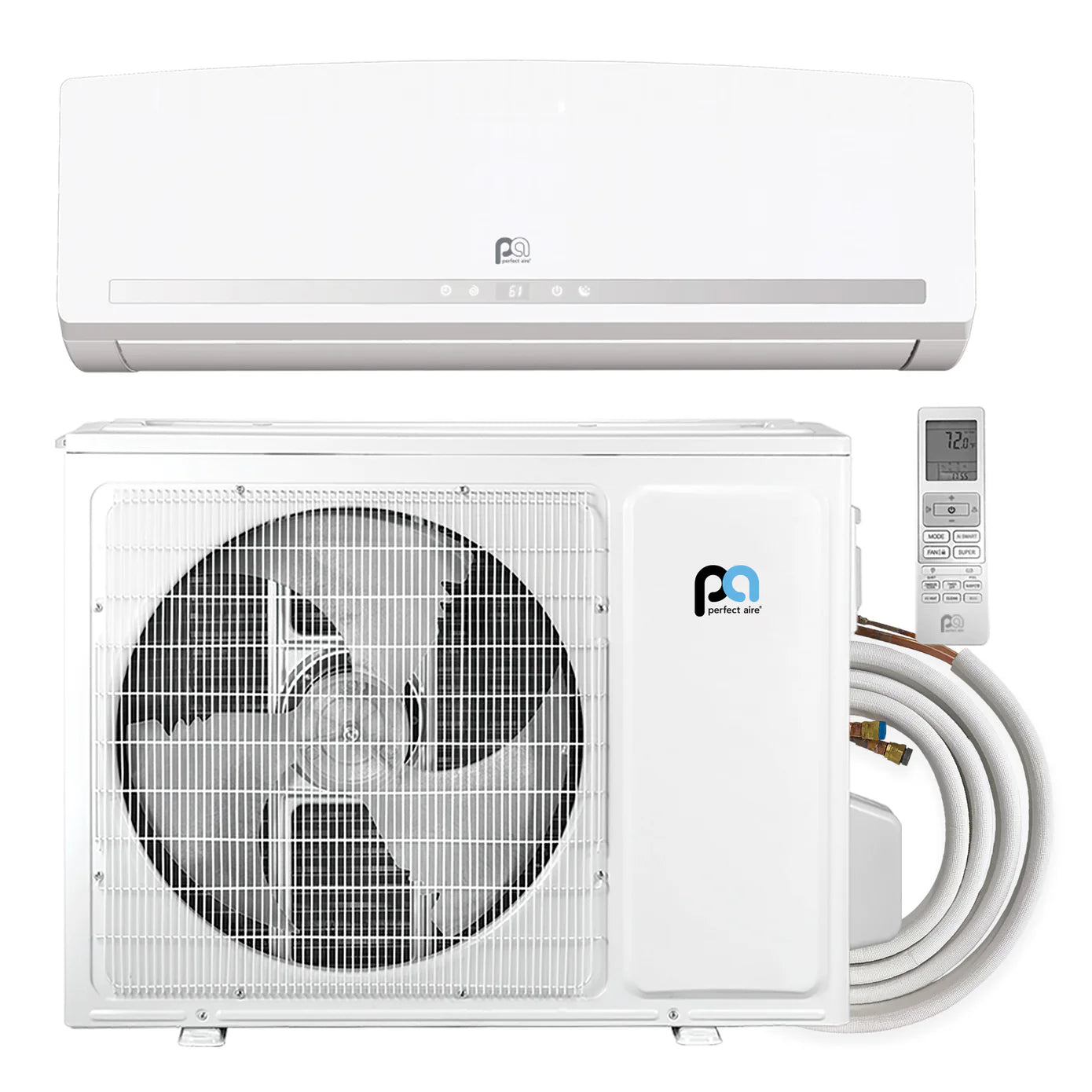 Perfect Aire DIY 4G 18,000 BTU 21 SEER2 Quick Connect Ductless Mini-Split Heat Pump w/ WiFi - 230V