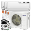 Pioneer 54,000 BTU (12K + 18K + 24K) 3.5-Ton Quantum Ultra Wi-Fi 22 SEER2 Energy-Star Multi 3-Zone Wall Mount Air Conditioner Heat Pump 230V