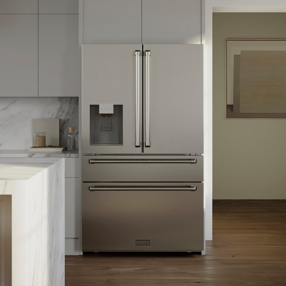 ZLINE 36-inch refrigerator in fingerprint-resistant stainless steel with bright white interior RFM-W-36, view 2