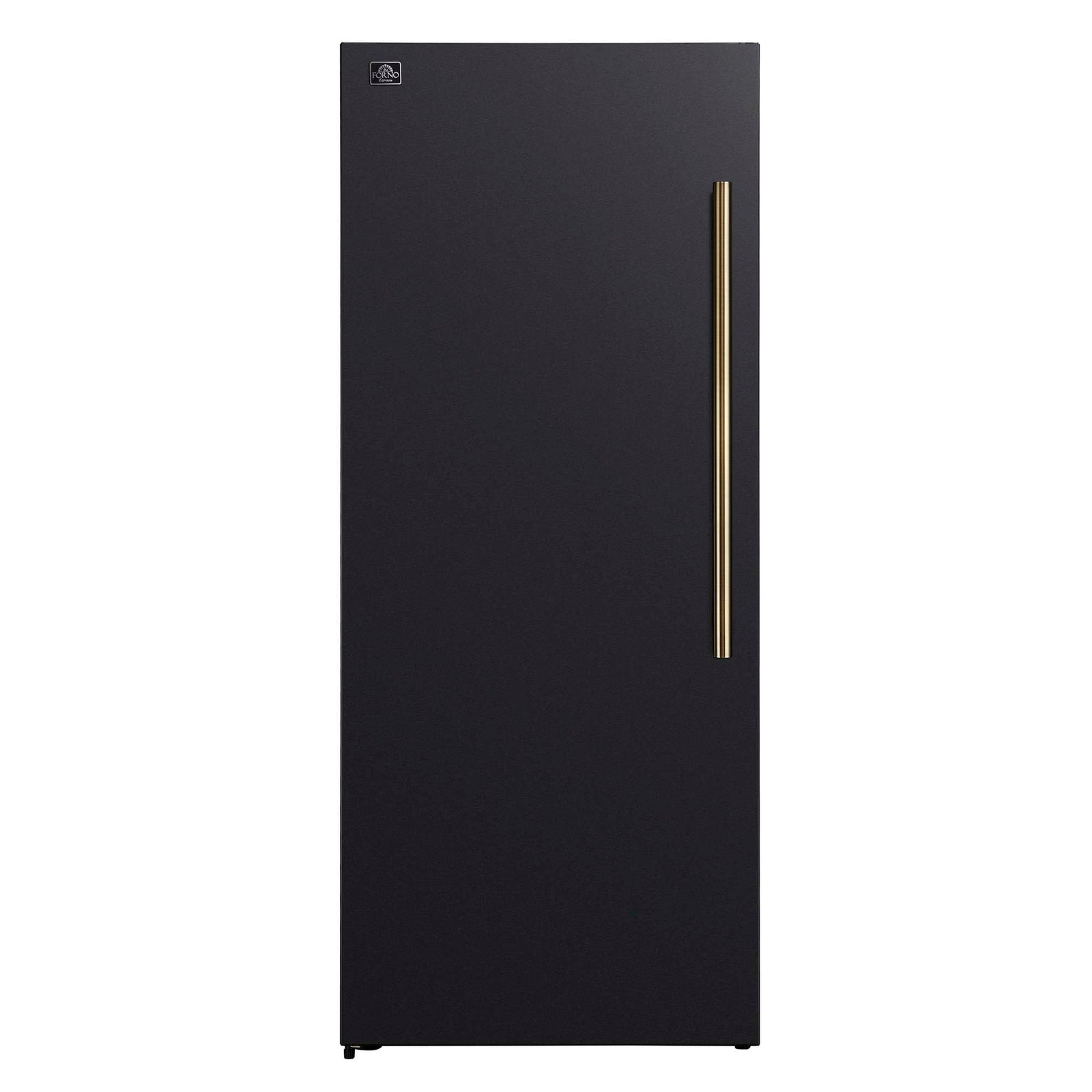 Forno Maderno 28-Inch Convertible Upright Freezer/Refrigerator in Black with Antique Brass Handle, 13.6 cu.ft., Left Swing - FFFFD1722-28BLK-LS
