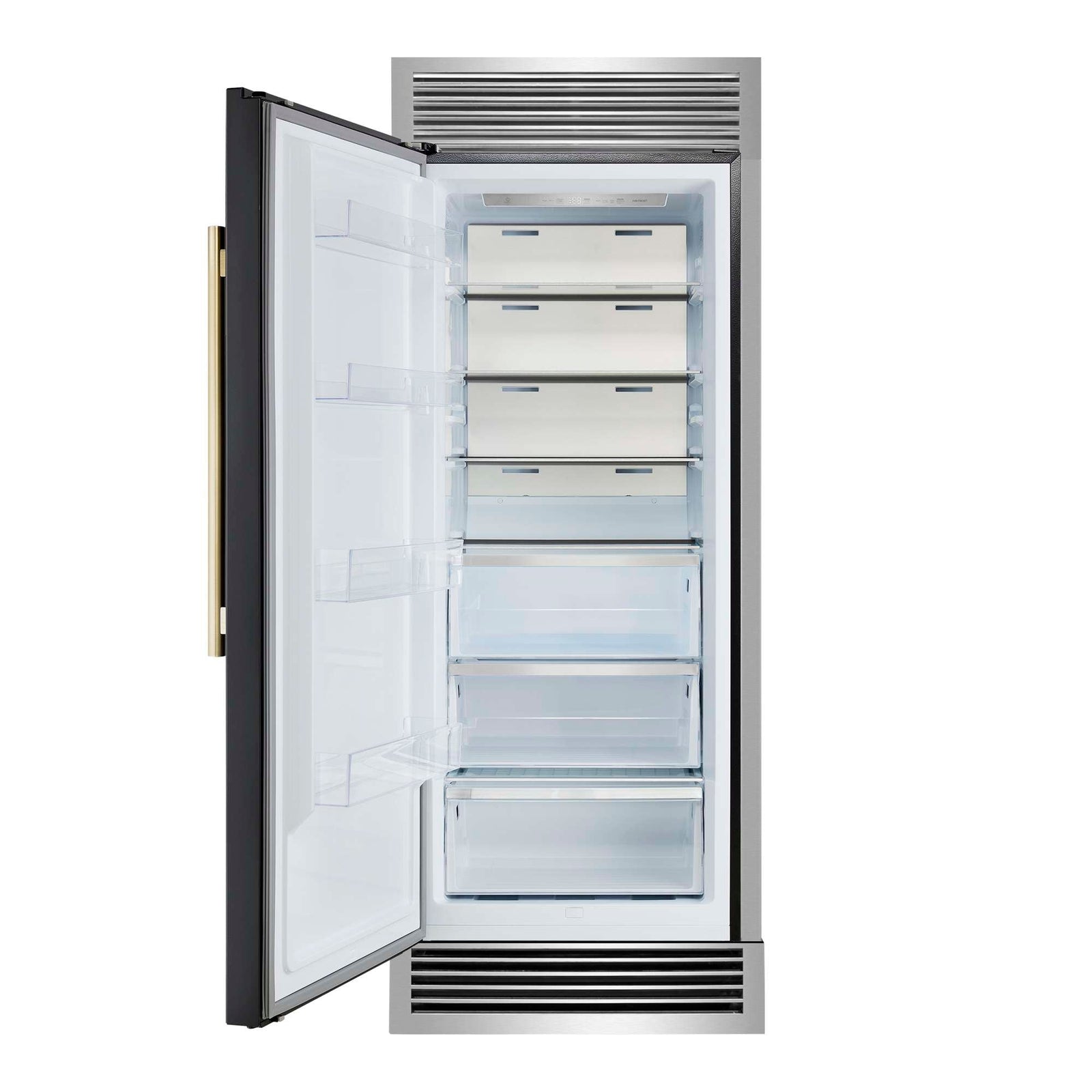 Forno Maderno 28" Built-In Convertible Refrigerator in Black, 13.6 cu.ft. Left Swing with Decorative Grill - 32" Wide - FFFFD1722-32LSG-BLK