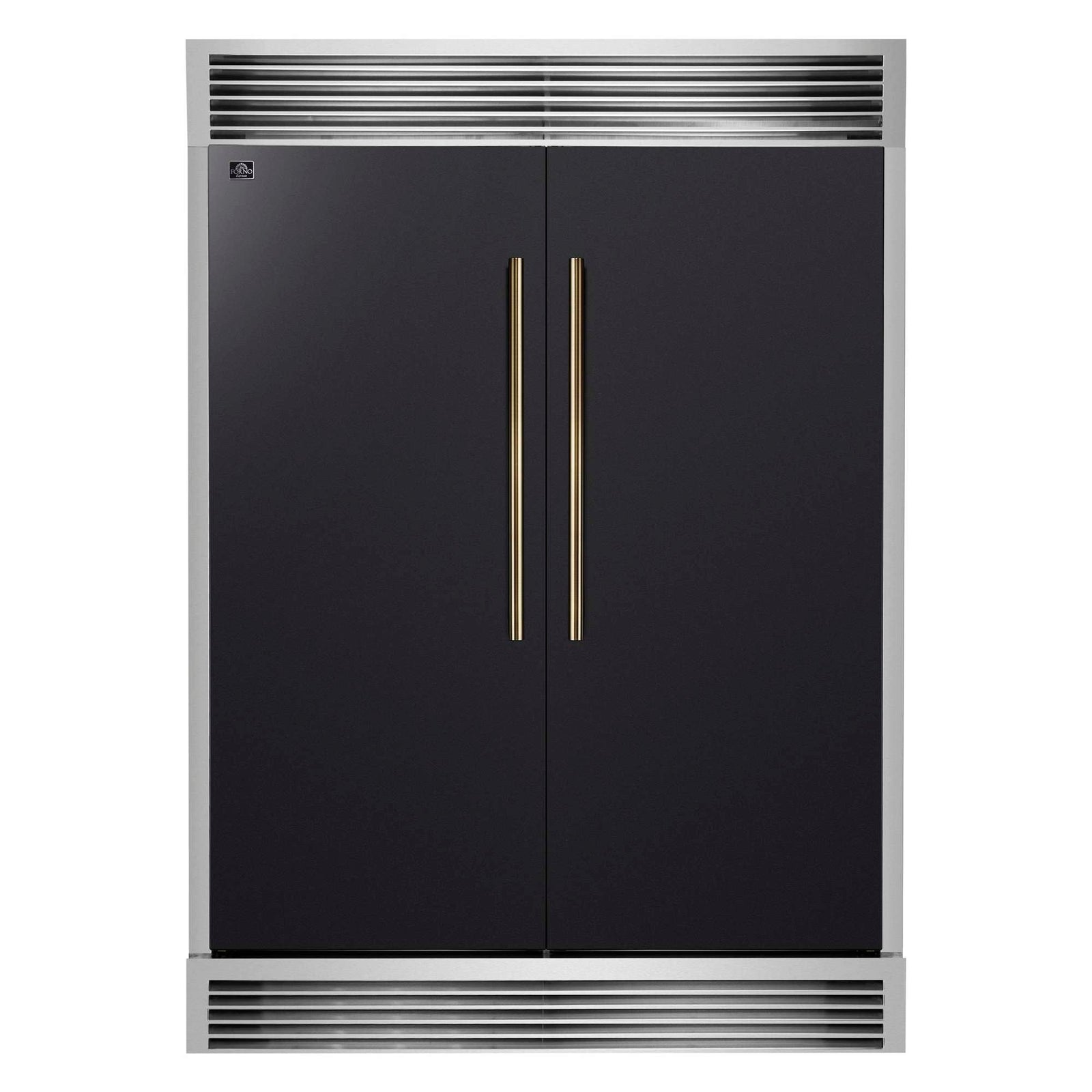 Forno Maderno 2-28-Inch Wide Convertible Refrigerator/Freezer in Black, Decorative Trim Grill, 27.2 cu.ft, 84-Inch High, ENERGY STAR Certified - FFFFD1722-60SG-BLK