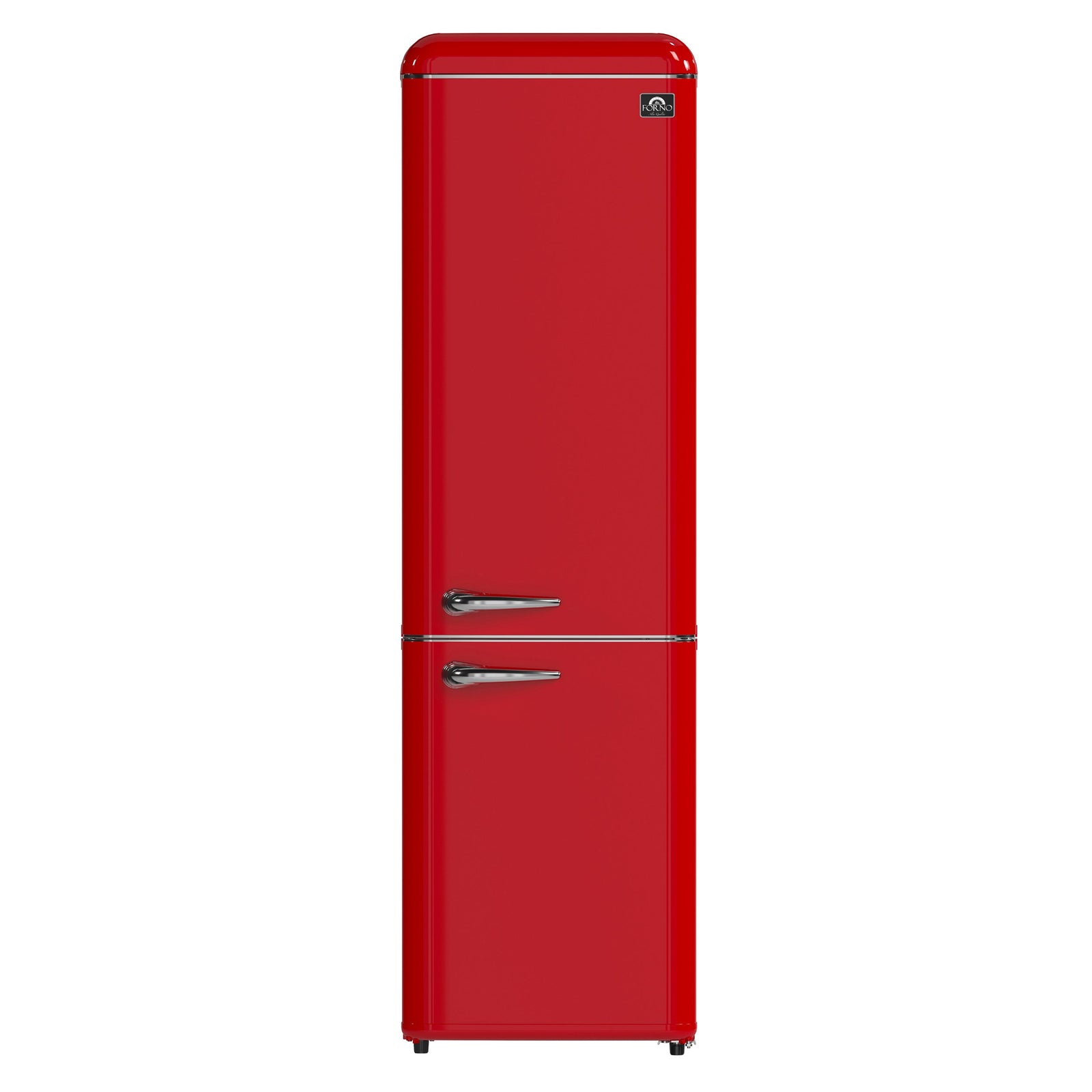 Forno Storico 22-Inch Retro bottom freezer Fridge in Red, 9 cu.ft, silver handle - FFFFD1745-22RED