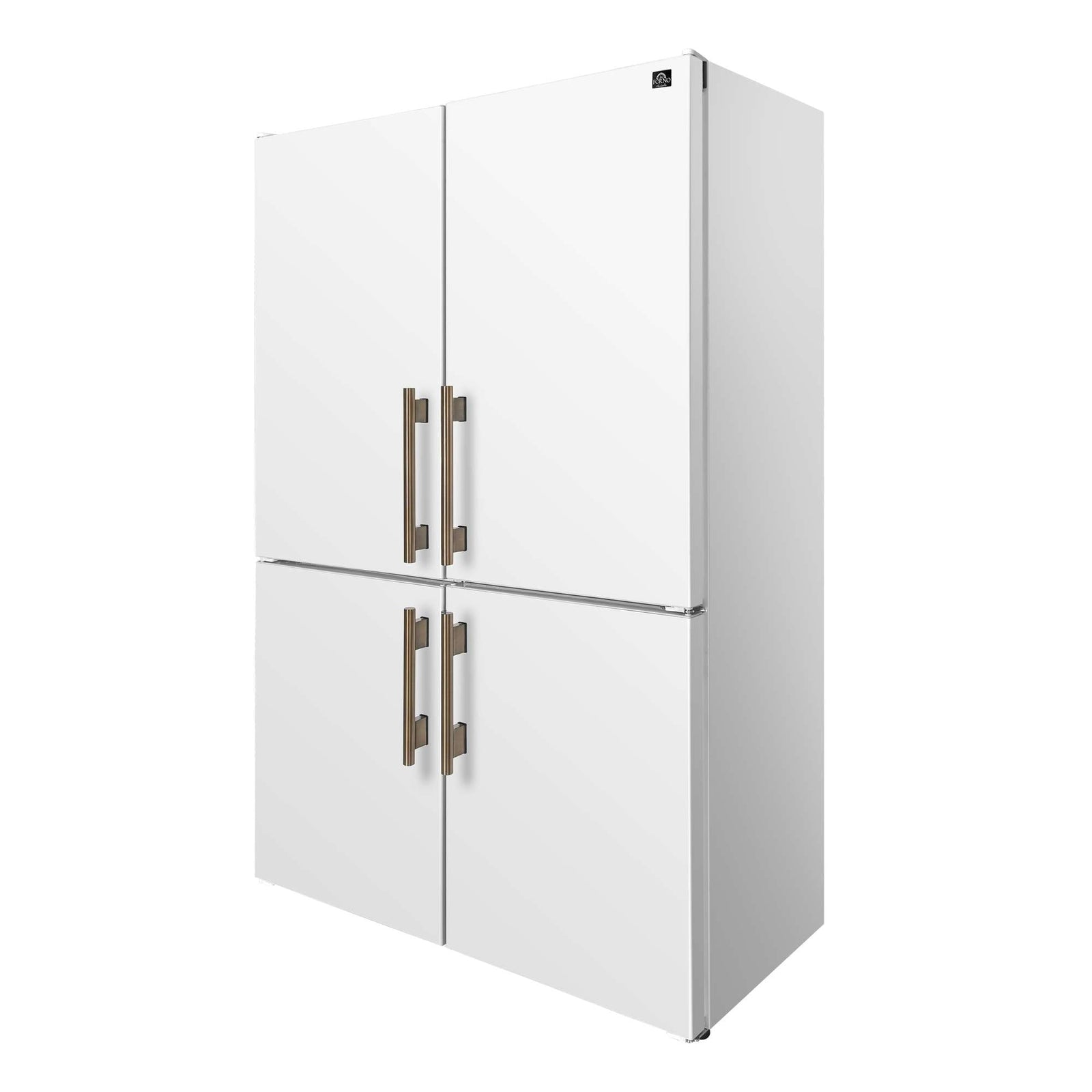 Forno Custodia 48" Bottom Freezer combo, 20.6 cf., Ice Maker, Total No frost, White, Antique Brass handles - FFFFD1766-48WHT