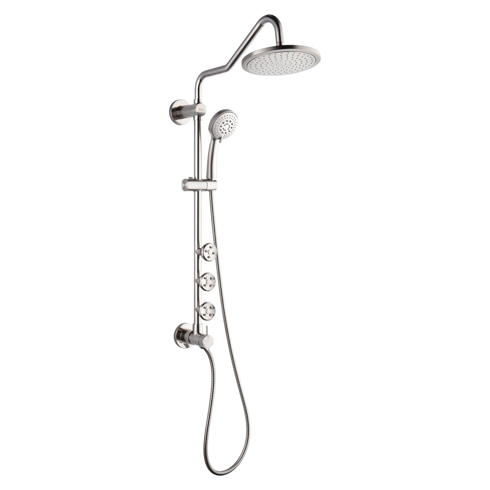 Forno Acqua AcquaSPA Retrofit Shower, Overhead Rainfall Shower, Handheld Shower Head, Body Jets, 6 Way Diverter, Brushed Nickel Finish, 1.8 GPM Flow Rate - SC31BN-C8