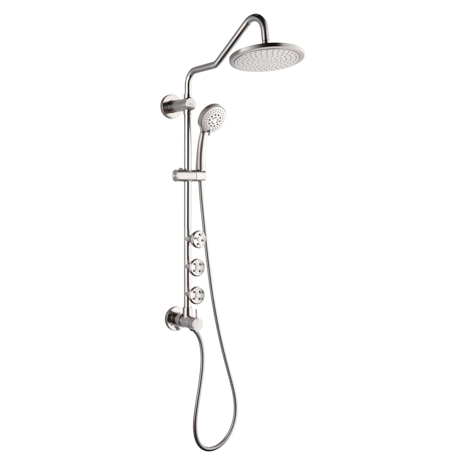 Forno Acqua AcquaSPA Retrofit Shower, Overhead Rainfall Shower, Handheld Shower Head, Body Jets, 6 Way Diverter, Brushed Nickel Finish, 2.5 GPM Flow Rate - SC31BN-C2