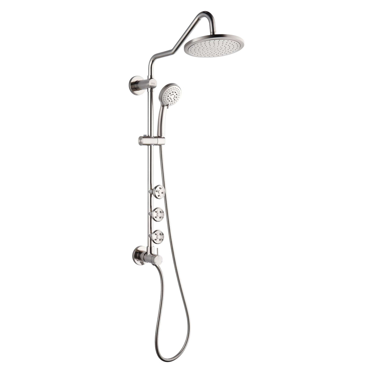 Forno Acqua AcquaSPA Retrofit Shower, Overhead Rainfall Shower, Handheld Shower Head, Body Jets, 6 Way Diverter, Brushed Nickel Finish, 1.8 GPM Flow Rate - SC31BN-C8