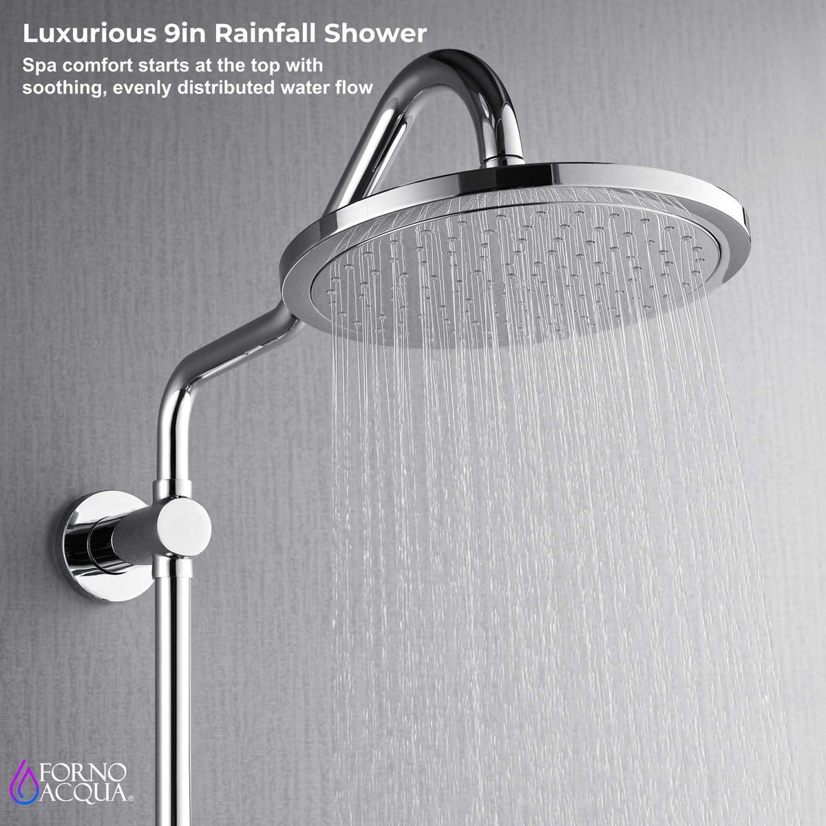 Forno Acqua AcquaSPA Retrofit Shower, Overhead Rainfall Shower, Handheld Shower Head, Body Jets, 6 Way Diverter, Polished Stainless Steel Finish, 2.5 GPM Flow Rate - SC31CP-C2