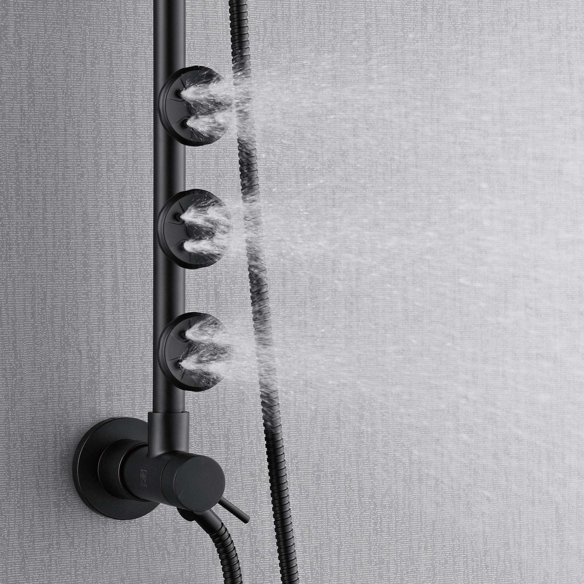 Forno Acqua AcquaSPA Retrofit Shower, Overhead Rainfall, 8 Inch Shower Head, Handheld Shower Head, Body Jets, 6 Way Diverter, Matte Black Finish, 1.8 GPM Flow Rate - SC32BK-C8