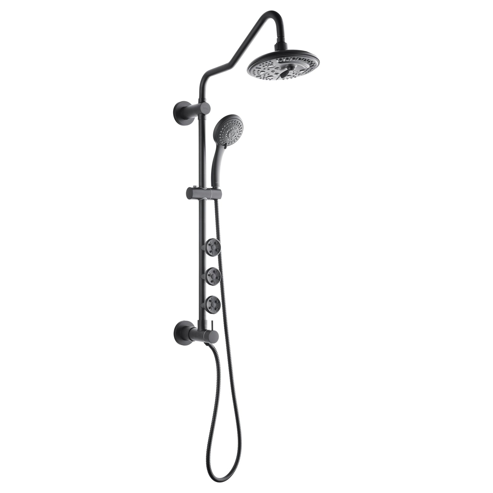 Forno Acqua AcquaSPA Retrofit Shower, Overhead Rainfall, 8 Inch Shower Head, Handheld Shower Head, Body Jets, 6 Way Diverter, Matte Black Finish, 1.8 GPM Flow Rate - SC32BK-C8