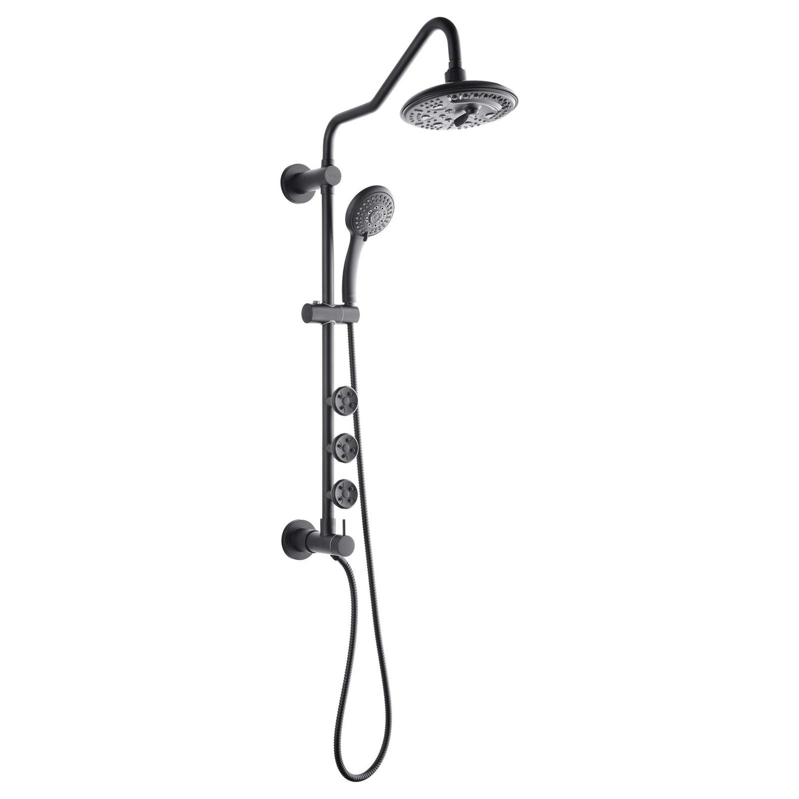 Forno Acqua AcquaSPA Retrofit Shower, Overhead Rainfall, 8 Inch Shower Head, Handheld Shower Head, Body Jets, 6 Way Diverter, Matte Black Finish, 2.5 GPM Flow Rate - SC32BK-C2