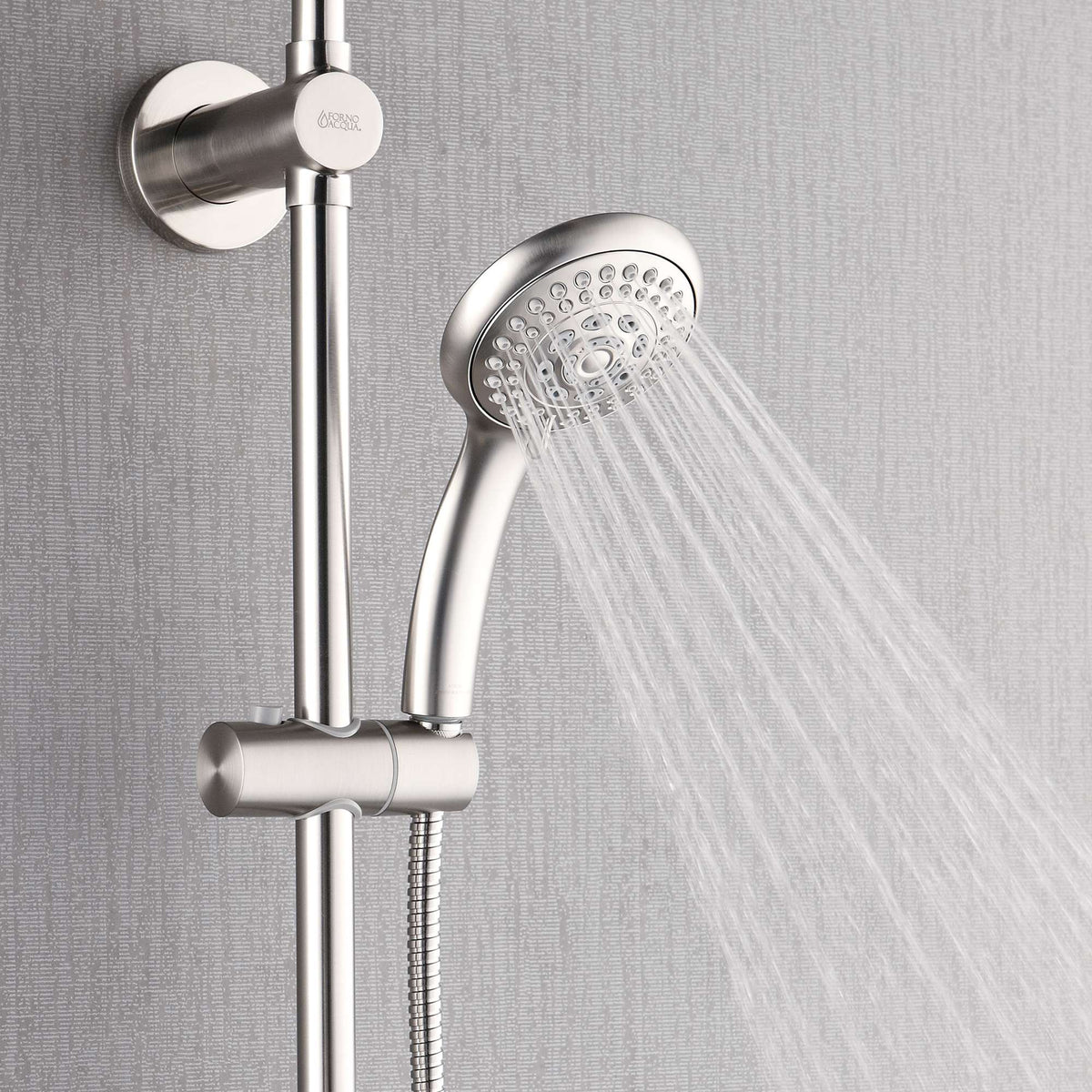 Forno Acqua AcquaSPA Retrofit Shower, Overhead Rainfall, 8 Inch Shower Head, Handheld Shower Head, Body Jets, 6 Way Diverter, Brushed Nickel Finish, 1.8 GPM Flow Rate - SC32BN-C8