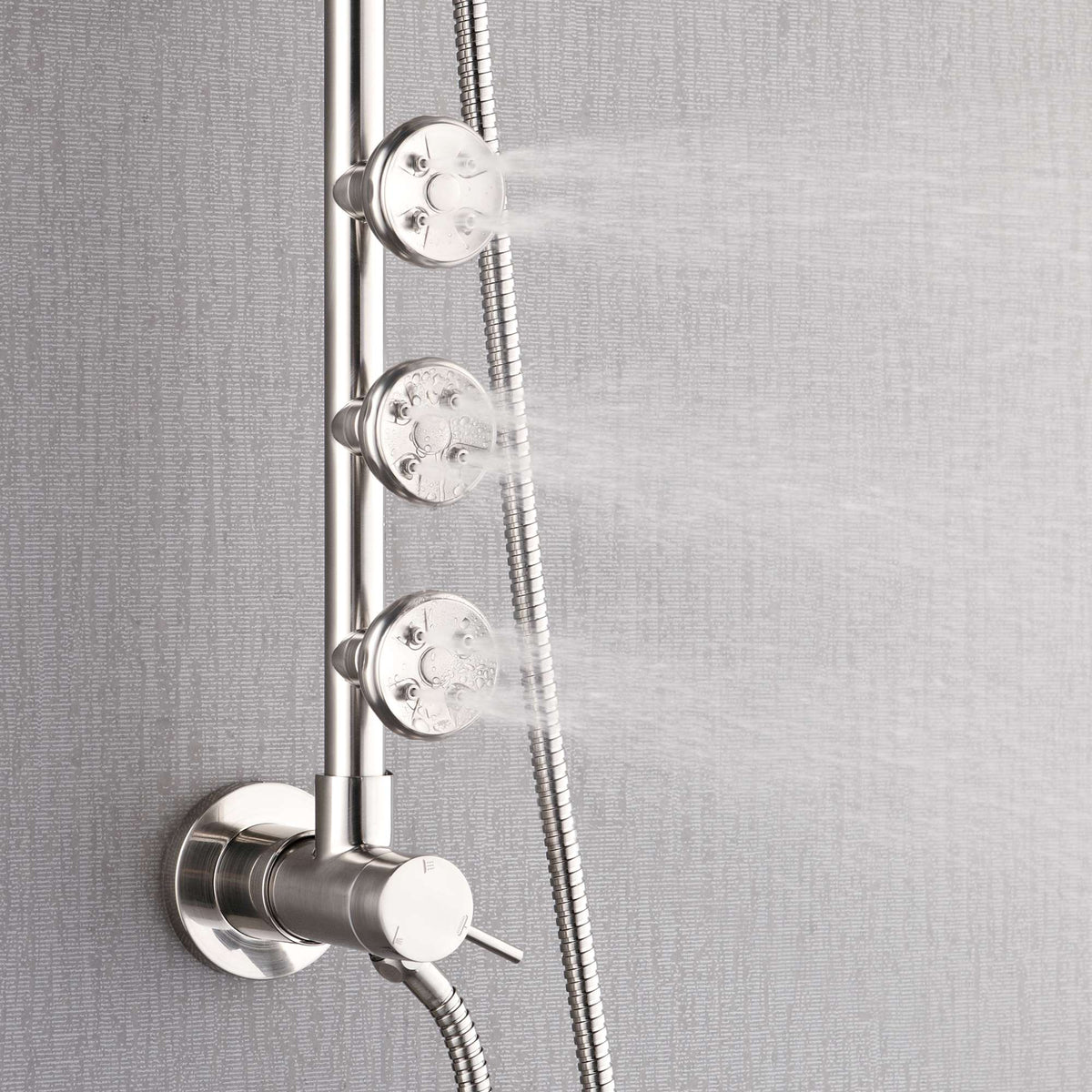 Forno Acqua AcquaSPA Retrofit Shower, Overhead Rainfall, 8 Inch Shower Head, Handheld Shower Head, Body Jets, 6 Way Diverter, Brushed Nickel Finish, 2.5 GPM Flow Rate - SC32BN-C2