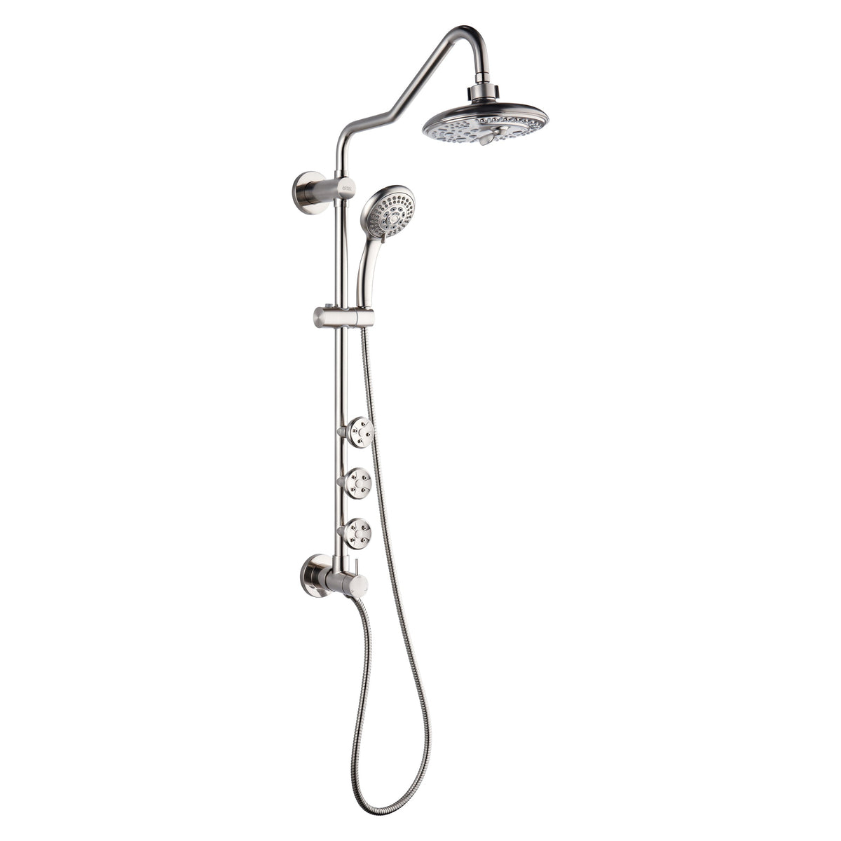 Forno Acqua AcquaSPA Retrofit Shower, Overhead Rainfall, 8 Inch Shower Head, Handheld Shower Head, Body Jets, 6 Way Diverter, Brushed Nickel Finish, 1.8 GPM Flow Rate - SC32BN-C8
