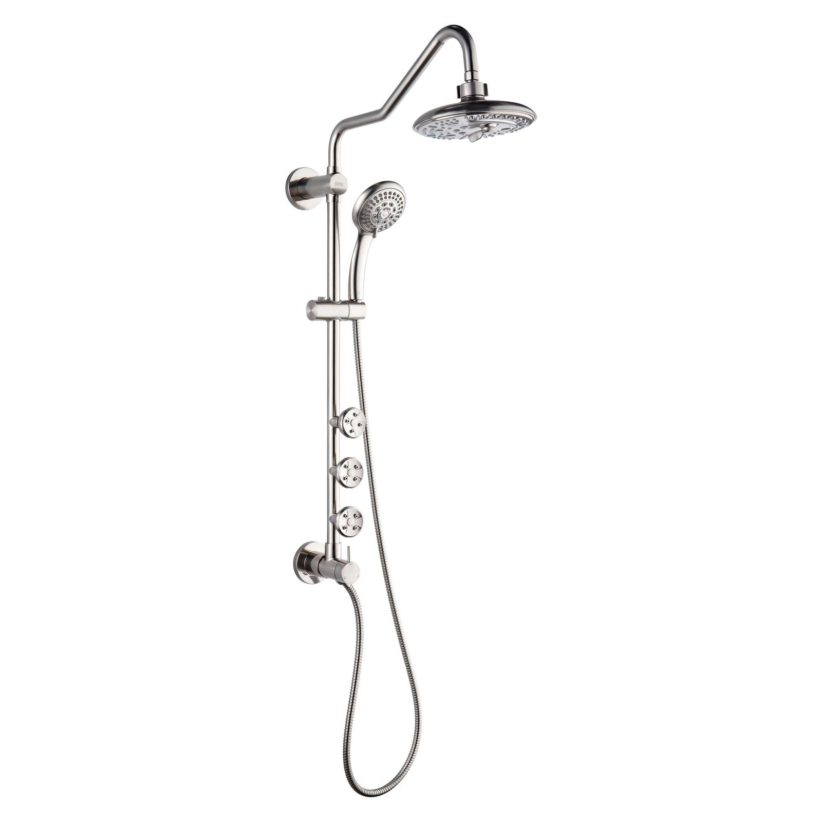 Forno Acqua AcquaSPA Retrofit Shower, Overhead Rainfall, 8 Inch Shower Head, Handheld Shower Head, Body Jets, 6 Way Diverter, Brushed Nickel Finish, 2.5 GPM Flow Rate - SC32BN-C2