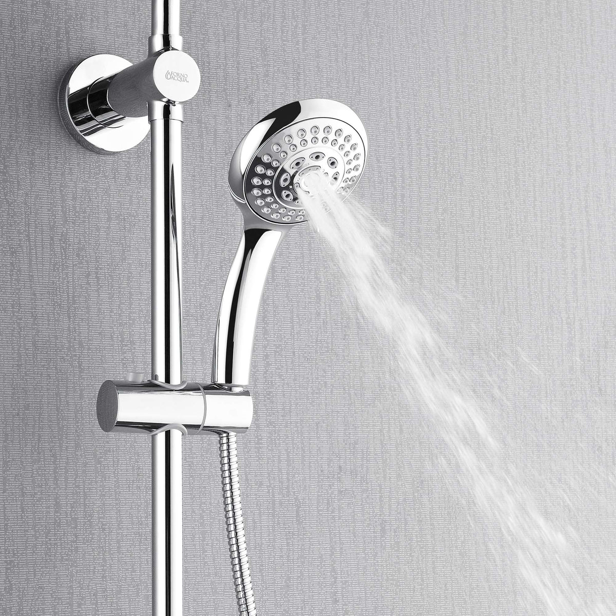 Forno Acqua AcquaSPA Retrofit Shower, Overhead Rainfall, 8 Inch Shower Head, Handheld Shower Head, Body Jets, 6 Way Diverter, Polished Stainless Steel Finish, 2.5 GPM Flow Rate - SC32CP-C2