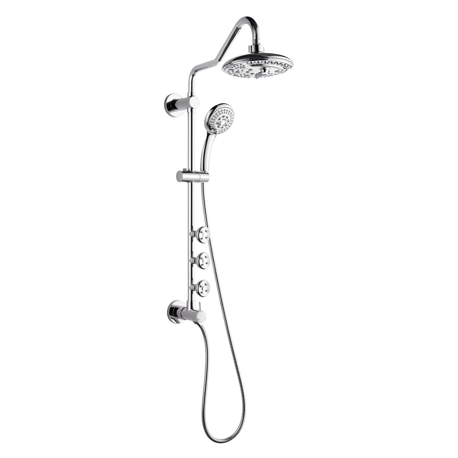 Forno Acqua AcquaSPA Retrofit Shower, Overhead Rainfall, 8 Inch Shower Head, Handheld Shower Head, Body Jets, 6 Way Diverter, Polished Stainless Steel Finish, 2.5 GPM Flow Rate - SC32CP-C2
