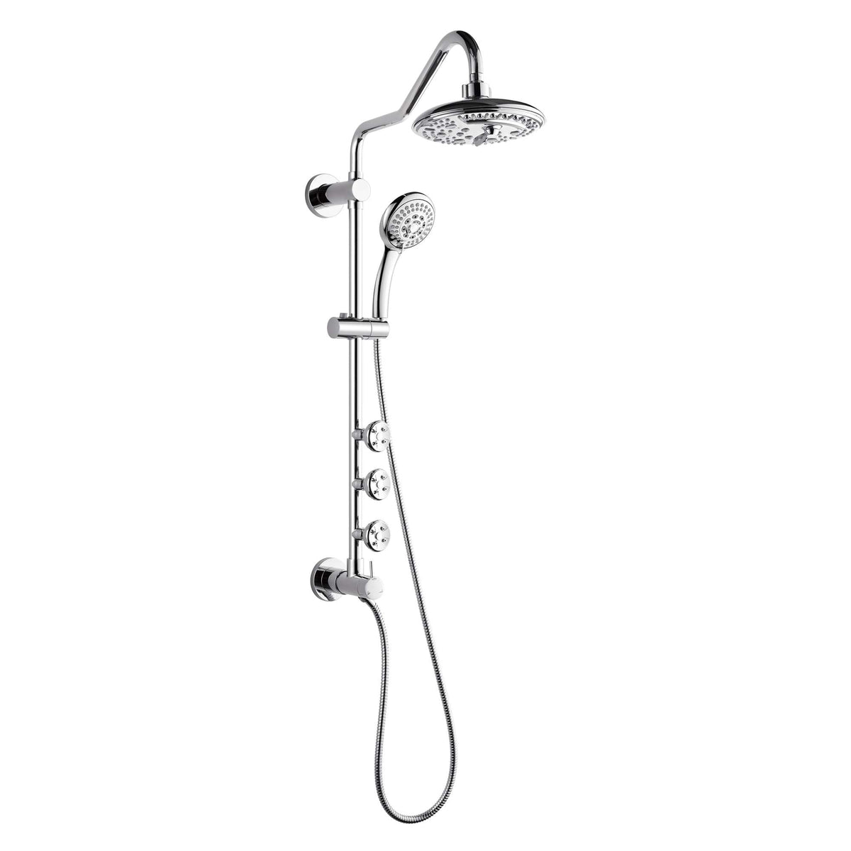 Forno Acqua AcquaSPA Retrofit Shower, Overhead Rainfall, 8 Inch Shower Head, Handheld Shower Head, Body Jets, 6 Way Diverter, Polished Stainless Steel Finish, 1.8 GPM Flow Rate - SC32CP-C8