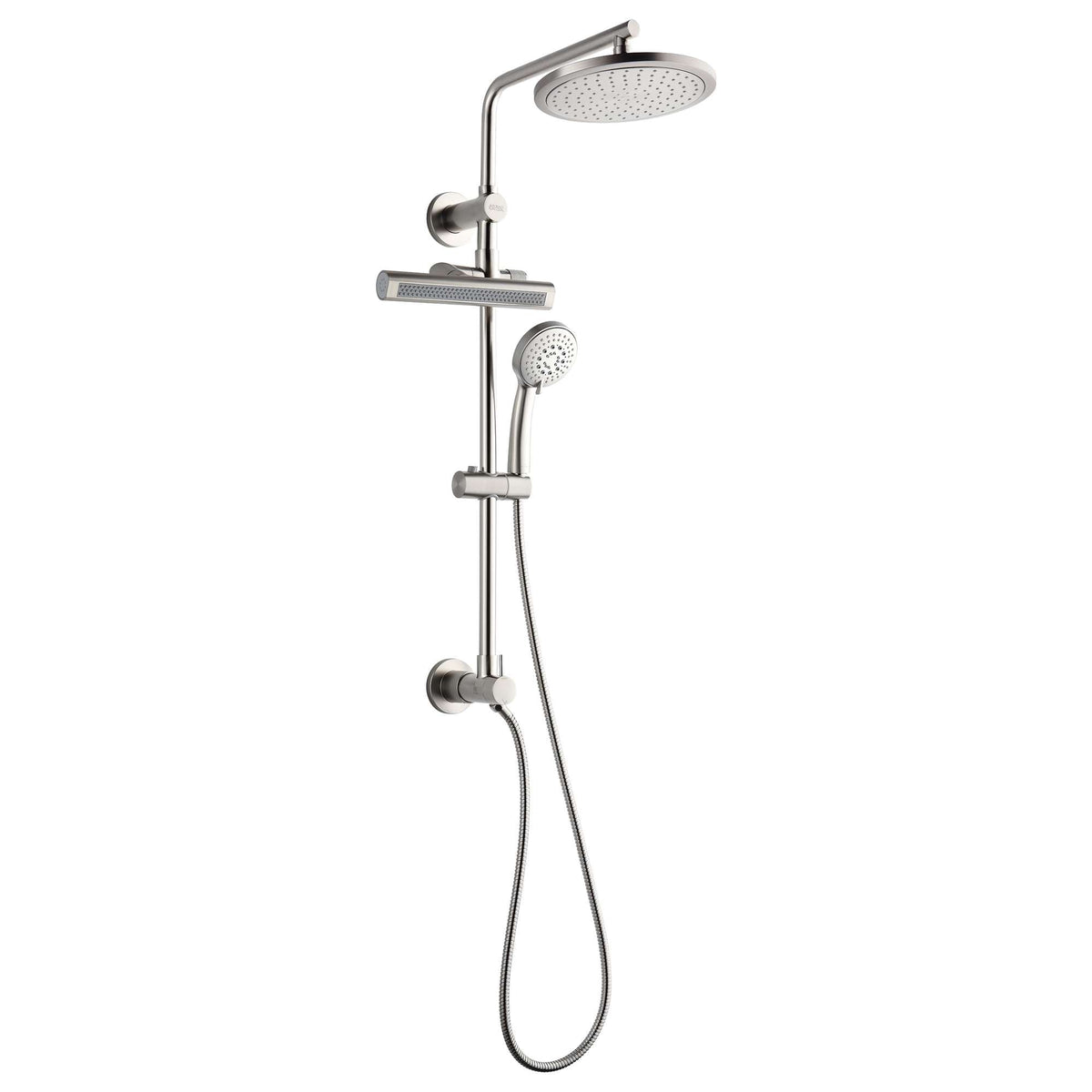 Forno Acqua AcquaFALL Shower, Brushed Nickel Finish, Overhead Rainfall Shower, Handheld Shower Head, Body Jets, 2.5 GPM Flow Rate - SCW1BN-S2