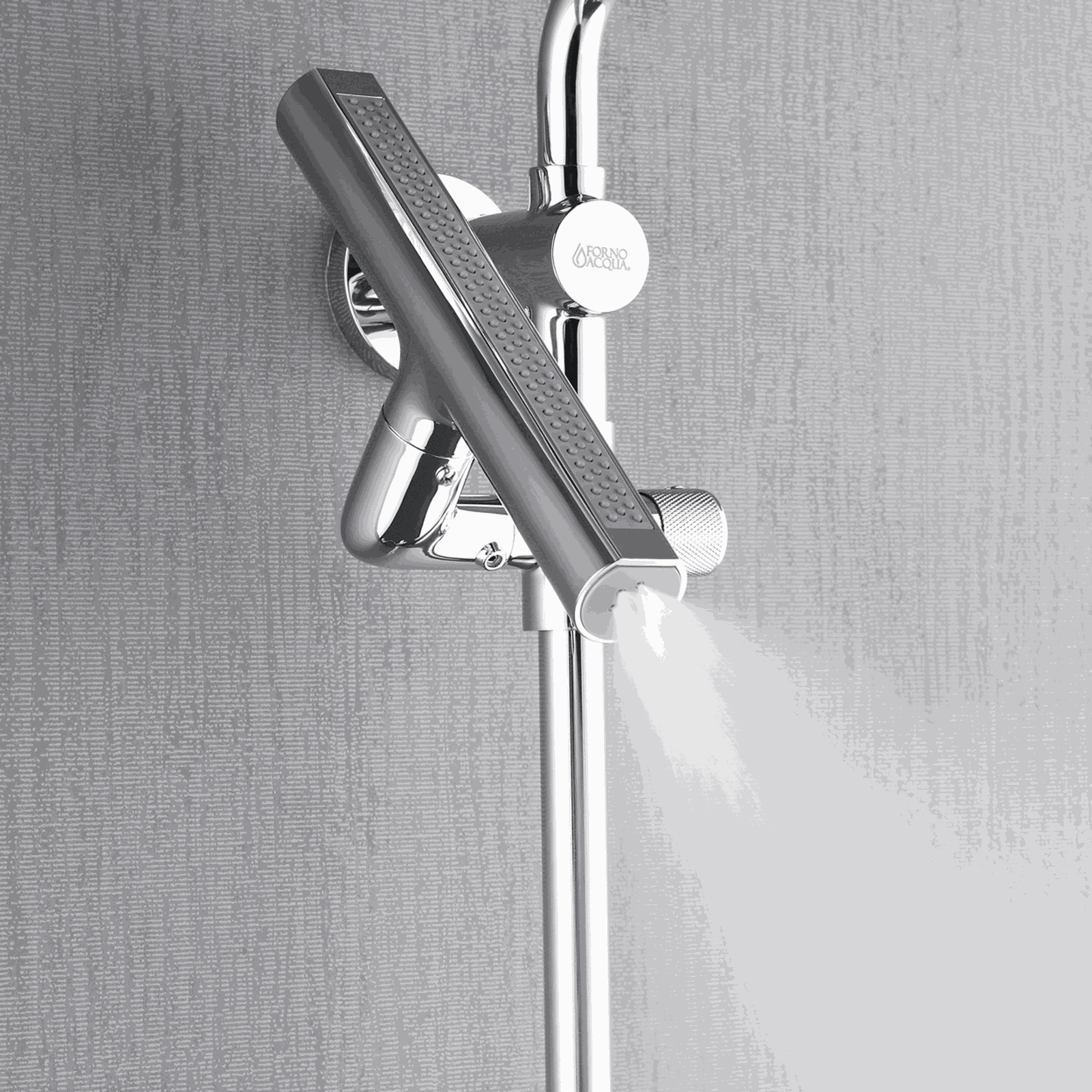 Forno Acqua AcquaFALL Shower, Polished Stainless Steel Finish, Overhead Rainfall Shower, Handheld Shower Head, Body Jets, 2.5 GPM Flow Rate - SCW1CP-S2