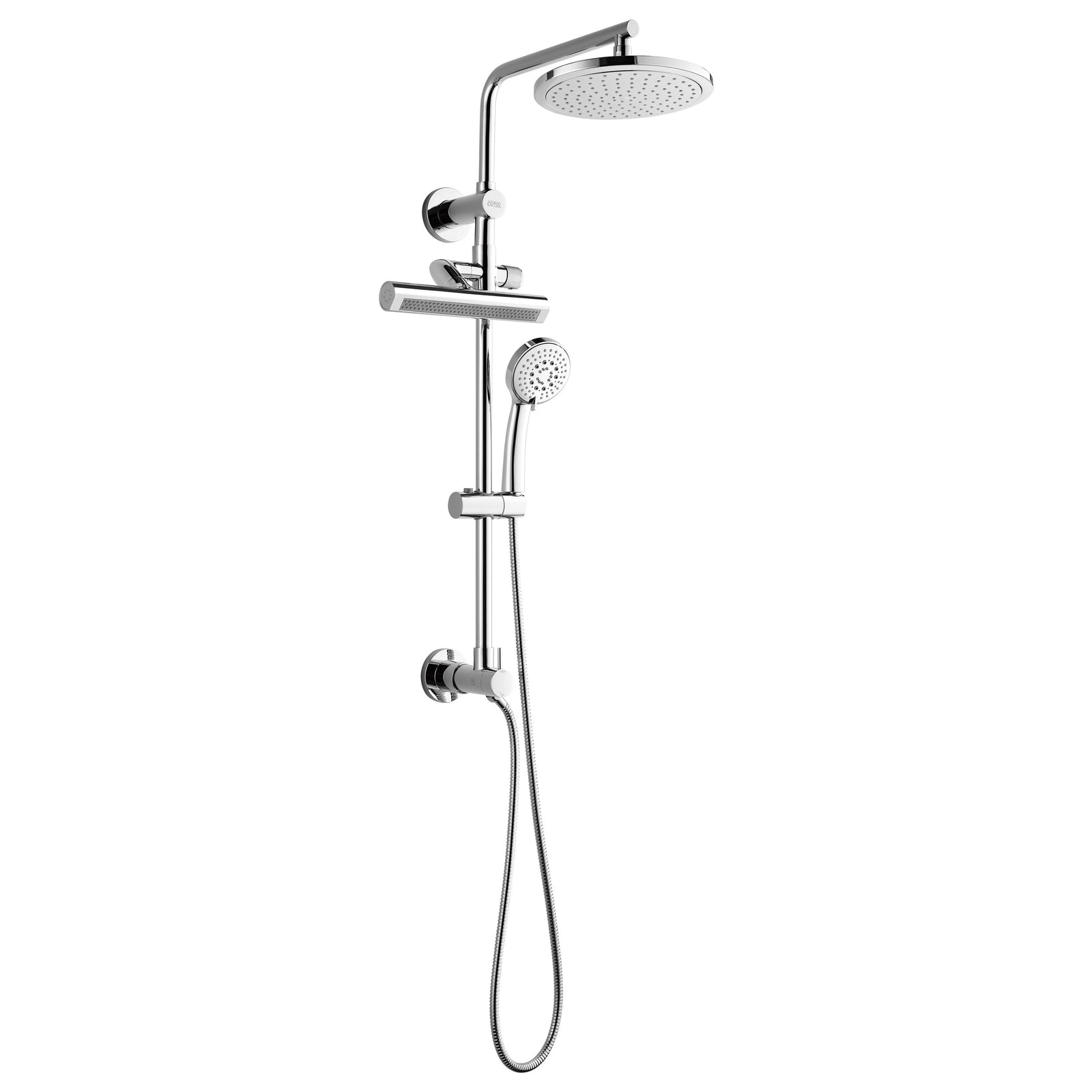 Forno Acqua AcquaFALL Shower, Polished Stainless Steel Finish, Overhead Rainfall Shower, Handheld Shower Head, Body Jets, 1.8 GPM Flow Rate - SCW1CP-S8