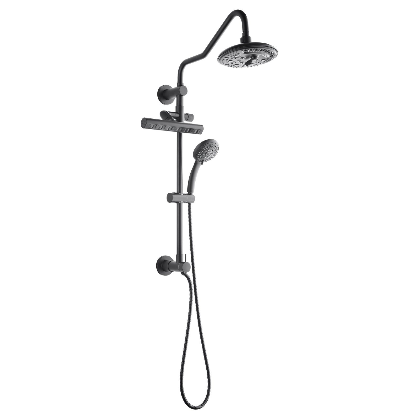 Forno Acqua AcquaFALL Shower, Matte Black Finish, Overhead Rainfall Shower, 7 Way Diverter, Handheld Shower Head, Body Jets, 1.8 GPM Flow Rate - SCW2BK-C8