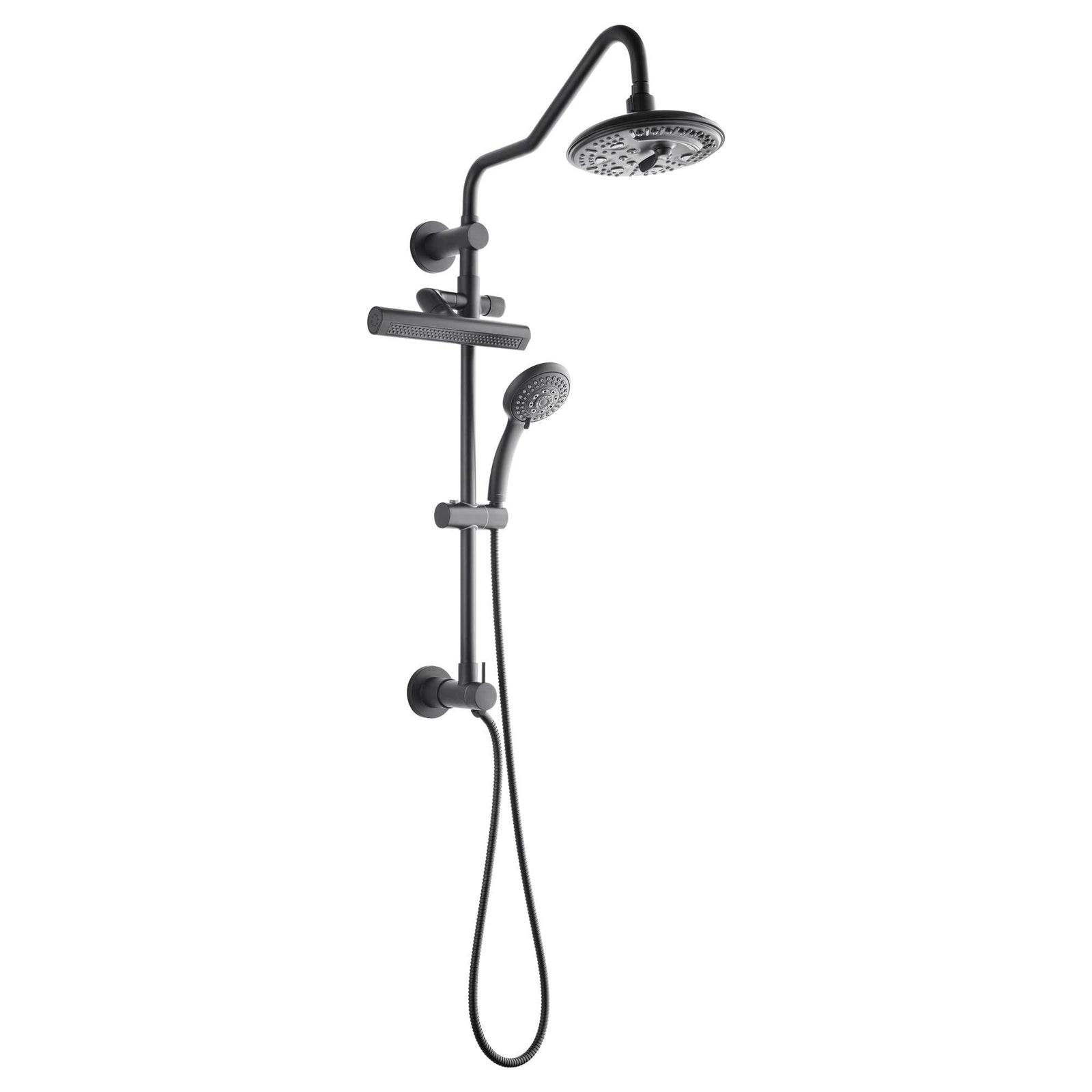 Forno Acqua AcquaFALL Shower, Matte Black Finish, Overhead Rainfall Shower, 7 Way Diverter, Handheld Shower Head, Body Jets, 2.5 GPM Flow Rate - SCW2BK-C2
