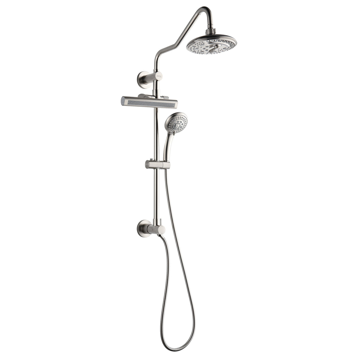 Forno Acqua AcquaFALL Shower, Brushed Nickel Finish, Overhead Rainfall Shower, 7 Way Diverter, Handheld Shower Head, Body Jets, 2.5 GPM Flow Rate - SCW2BN-C2