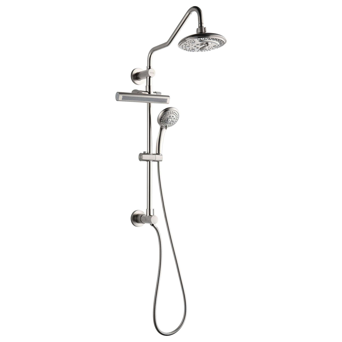 Forno Acqua AcquaFALL Shower, Brushed Nickel Finish, Overhead Rainfall Shower, 7 Way Diverter, Handheld Shower Head, Body Jets, 2.5 GPM Flow Rate - SCW2BN-C2