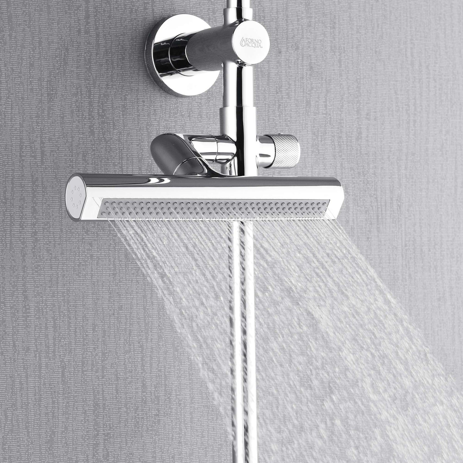 Forno Acqua AcquaFALL Shower, Polished Stainless Steel Finish, Overhead Rainfall Shower, 7 Way Diverter, Handheld Shower Head, Body Jets, 1.8 GPM Flow Rate - SCW2CP-C8