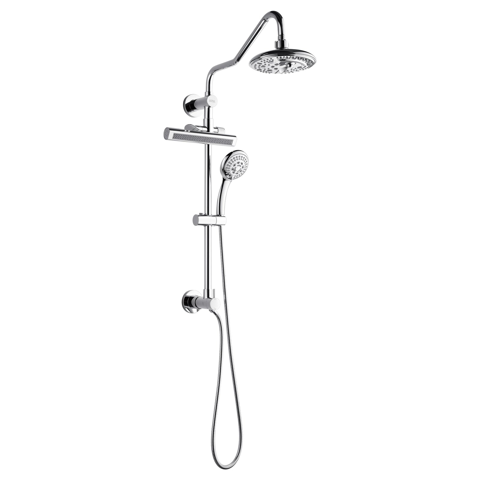 Forno Acqua AcquaFALL Shower, Polished Stainless Steel Finish, Overhead Rainfall Shower, 7 Way Diverter, Handheld Shower Head, Body Jets, 2.5 GPM Flow Rate - SCW2CP-C2