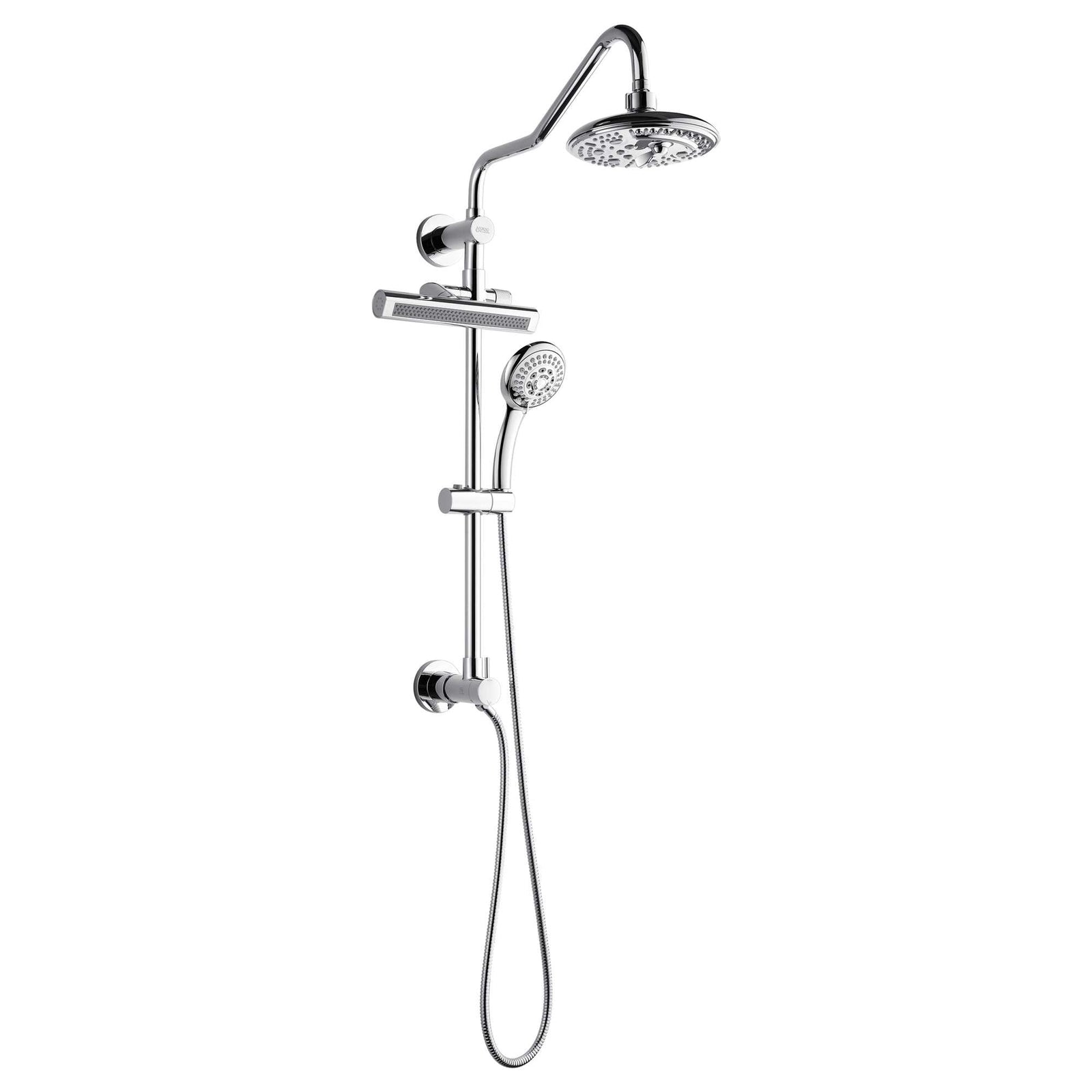 Forno Acqua AcquaFALL Shower, Polished Stainless Steel Finish, Overhead Rainfall Shower, 7 Way Diverter, Handheld Shower Head, Body Jets, 2.5 GPM Flow Rate - SCW2CP-C2