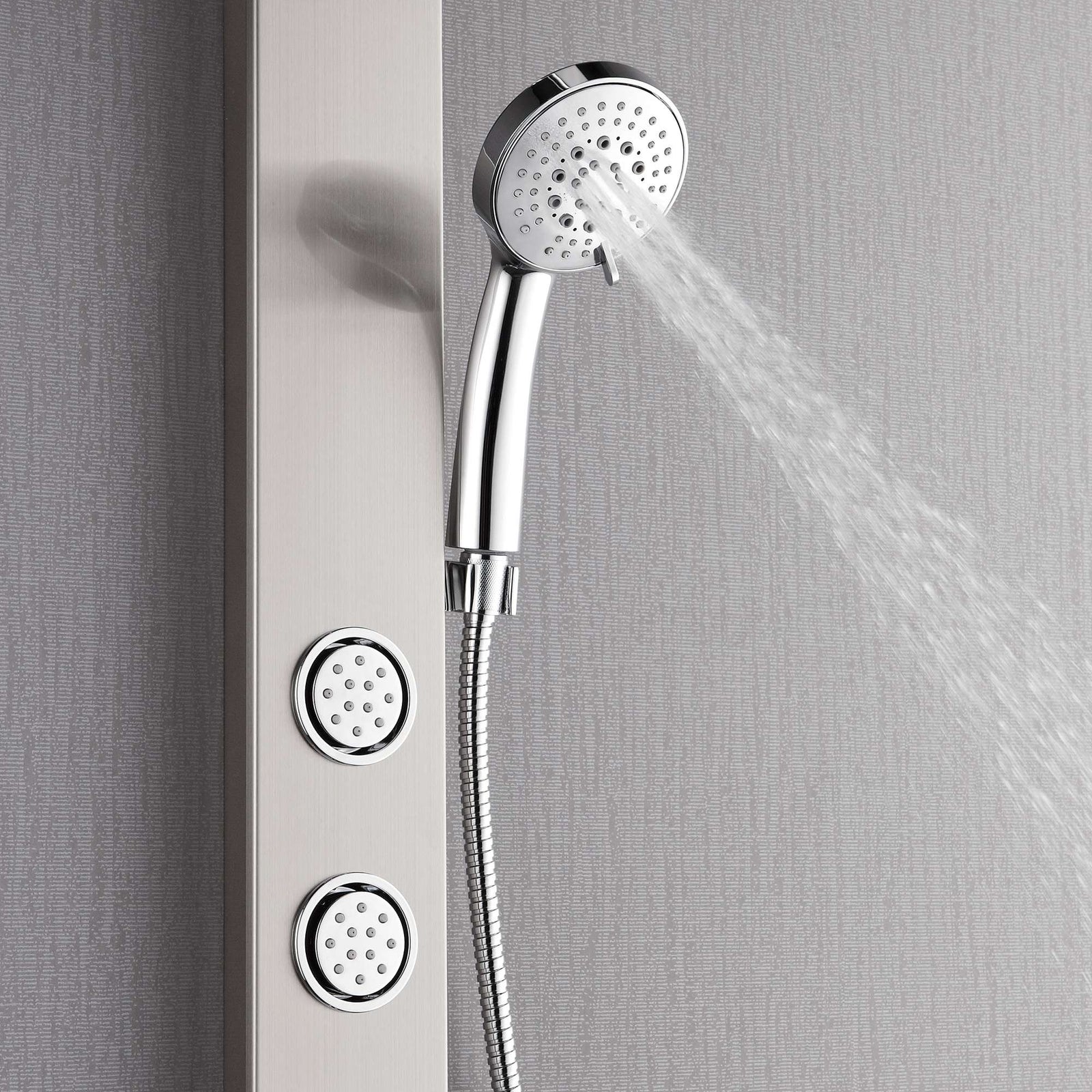 Forno Acqua AcquaSPA Shower Panel in Stainless Steel, Overhead Rainfall Shower, Handheld Shower Head, Body Jets, 1.8 GPM Flow Rate - SL31BC-8