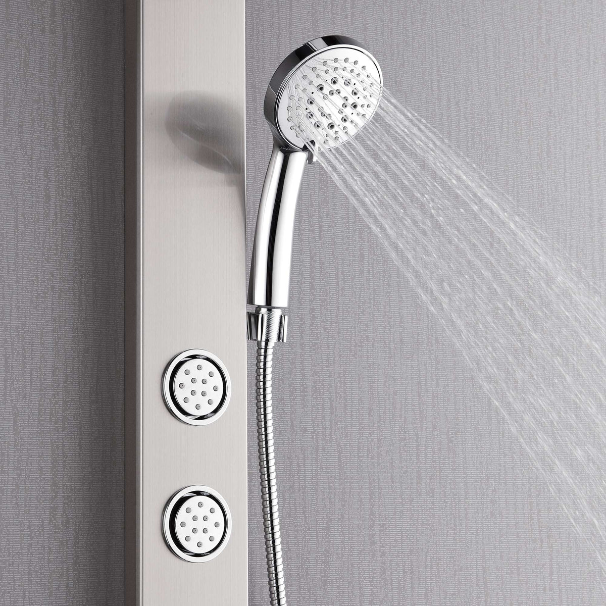 Forno Acqua AcquaSPA Shower Panel in Stainless Steel, Overhead Rainfall Shower, Handheld Shower Head, Body Jets, 1.8 GPM Flow Rate - SL31BC-8