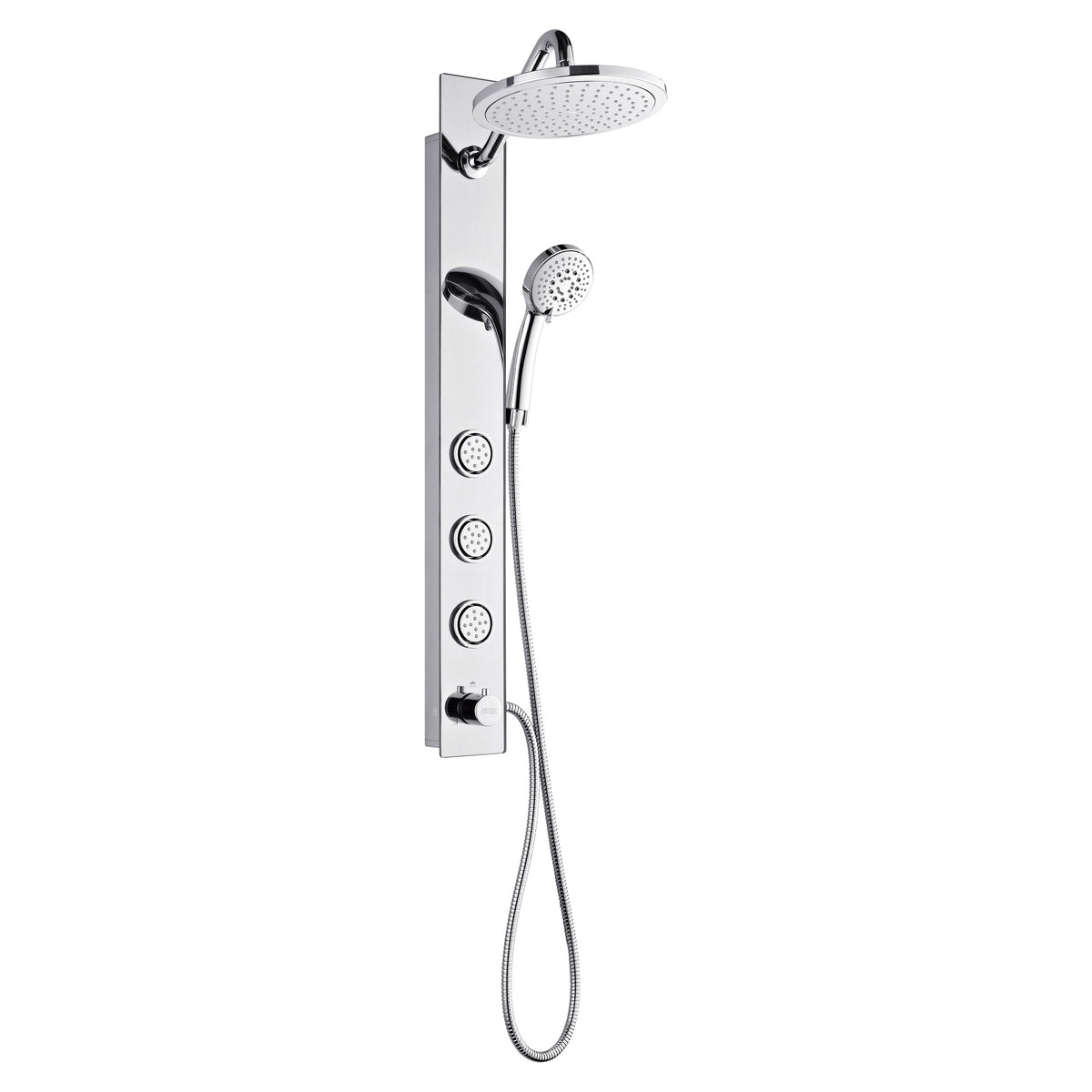 Forno Acqua AcquaSPA Shower Panel with SensoTEMP, Mirrored Stainless Steel Finish, Overhead Rainfall Shower, Handheld Shower Head, Body Jets, 2.5 GPM Flow Rate - SL31MC-L2