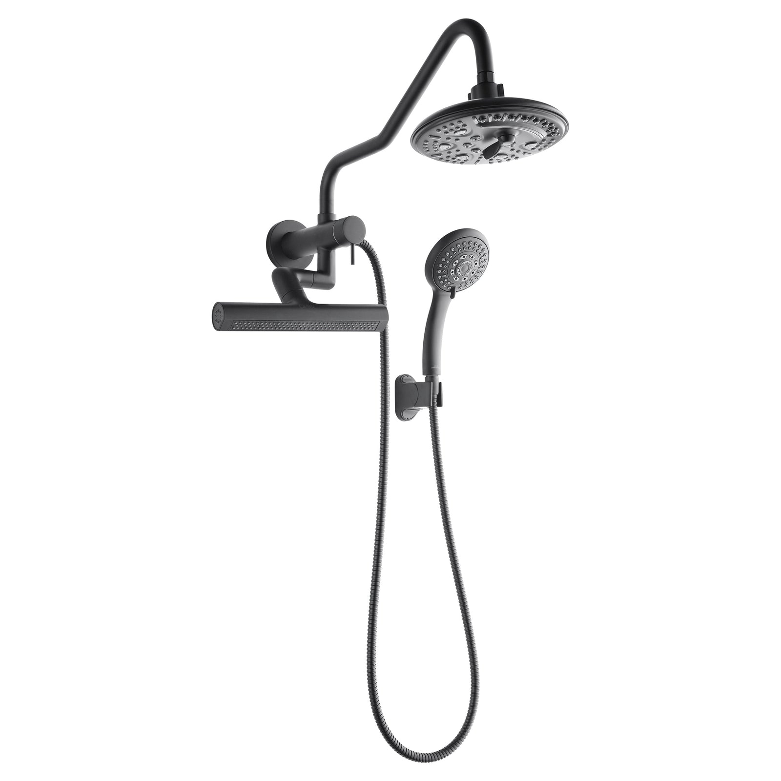Forno Acqua AcquaFALL Mini 8 Inch Shower Head, Matte Black Finish, Overhead Rainfall Shower, Handheld Shower Head, Body Jets, 1.8 GPM Flow Rate - SMW2BK-C8