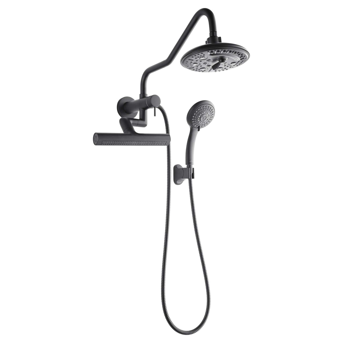Forno Acqua AcquaFALL Mini 8 Inch Shower Head, Matte Black Finish, Overhead Rainfall Shower, Handheld Shower Head, Body Jets, 1.8 GPM Flow Rate - SMW2BK-C8